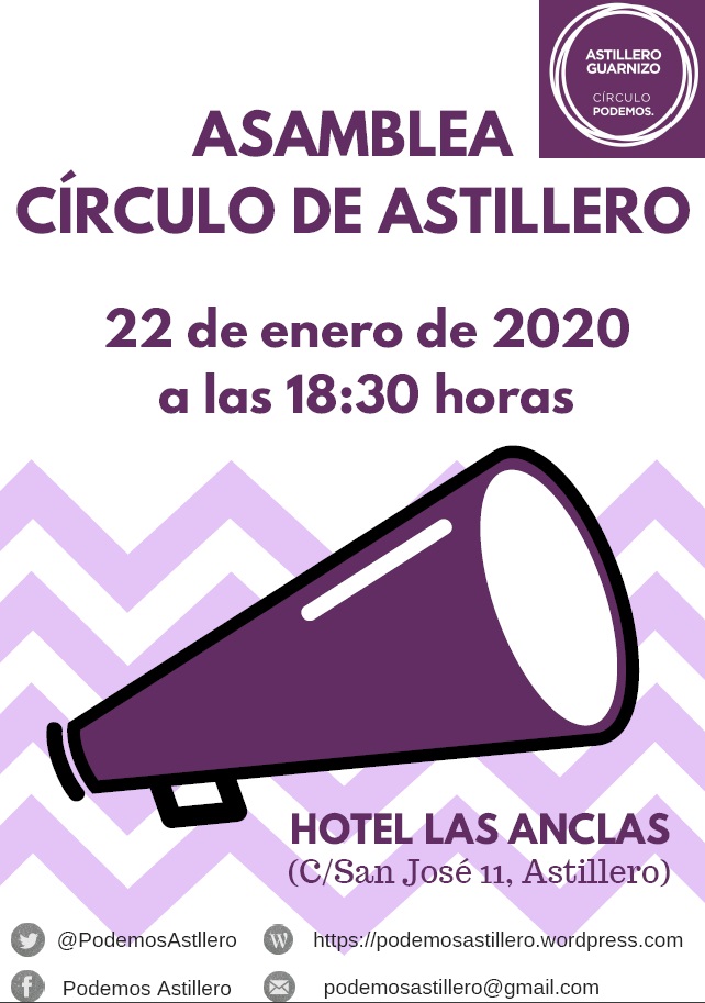 Cartel Asamblea Círculo de Astillero 22 enero 2020